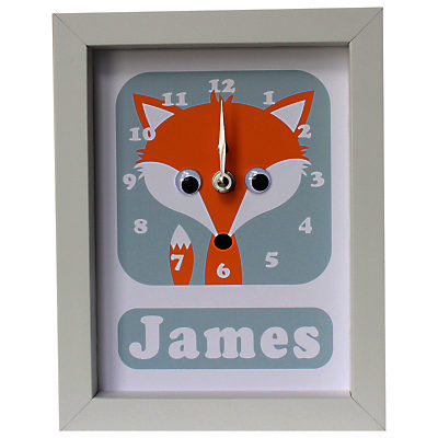 Stripey Cats Personalised Freddie Fox Framed Clock, 23 x 18cm Blue